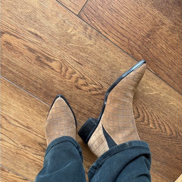 Brown Crocodile-Patterned Marc Fisher Ankle Boots - Picture 8 of 8